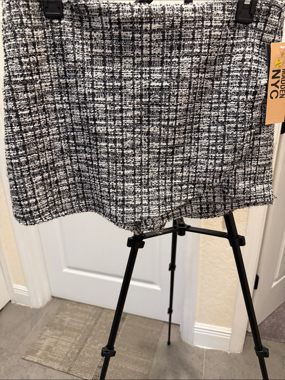 Madden NYC Black & White Tweed Mini Skirt